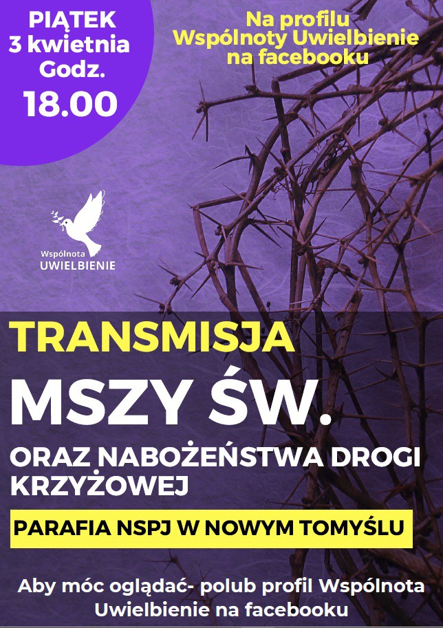 Transmisja Mszy św. z Drogą Krzyżową - 3.04.2020 i ważne informacje!