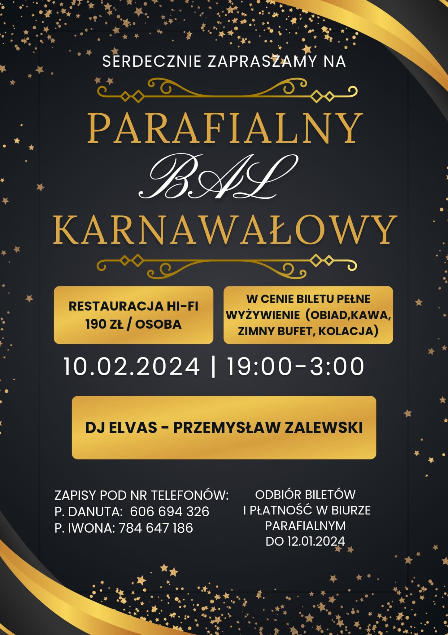 ZAPRASZAMY NA BAL PARAFIALNY - 10.02.2024 R.