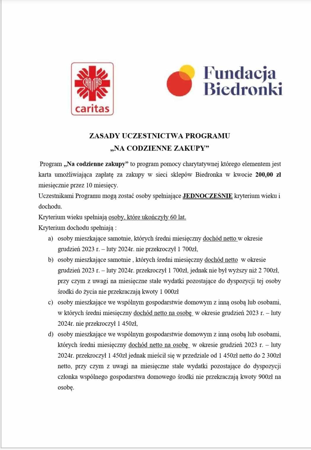 ZASADY PROGRAMU "NA CODZIENNE ZAKUPY"