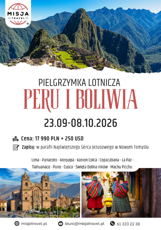 ZAPROSZENIE - PIELGRZYMKA DO PERU I BOLIWII 23.09. - 8.10.2026r.