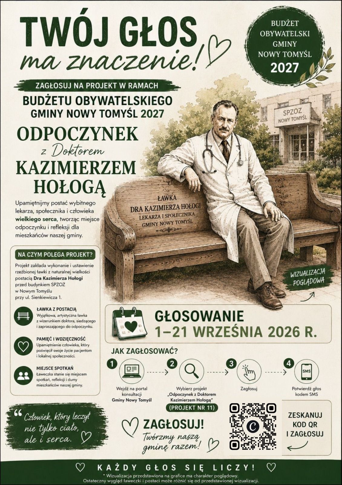 Ławeczka Sługi Bożego Doktora Kazimierza Hołogi